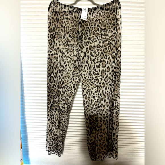 NWT Sheer Swim cover Up Pants Animal Print XL - Picture 1 of 5